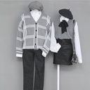 Set Couple áo Cardiga GIIA thời trang + mũ beret