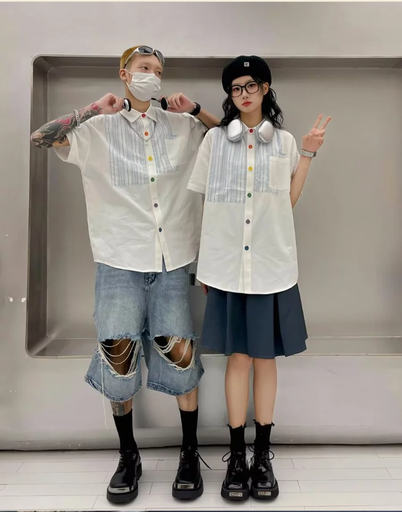 Áo Sơ Mi Nam Mùa Hè Lỏng Lẻo Casual Couple 